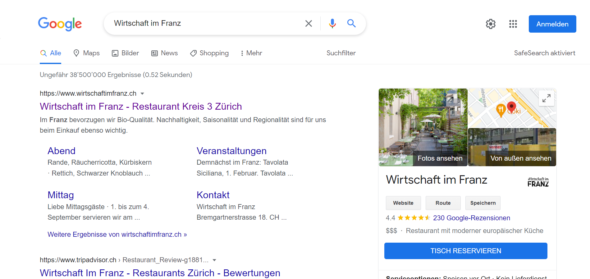 Reserve with Google - so sieht der blaue Button für Restaurants aus.